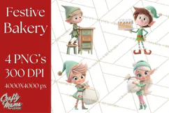Cozy Christmas Bakery Gingerbread Clip Art PNG Festive Mini Product Image 1