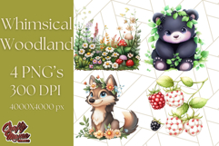 Whimsical Woodland Animals and Nature PNG, Forest Animals Product Image 1