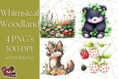 Whimsical Woodland Animals and Nature PNG, Forest Animals Product Image 1