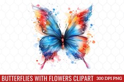 Butterflies With Flowers Clipart Product Image 1