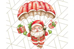 Santa Sleigh Ride Clipart PNG, Flying Reindeer Christmas Art Product Image 4