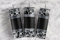 Custom Name Leopard Gray Black Glitter 20 oz tumbler wrap Product Image 1