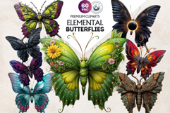 Elemental Butterflies PNG, Fantasy Magic Insect Clipart Product Image 1