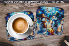 Snowman Coaster Sublimation, Christmas Coaster PNG Design Product Image 1