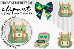 Whimsical Groovy St Patrick’s Day Clipart Watercolor png Product Image 1