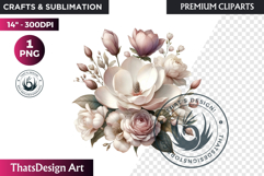 Ethereal Floral arrangements Clipart PNG Rose gold and blush Product Image 1