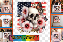 Elegant Tote Bag Gift Ideas PNG, Skull USA Product Image 1