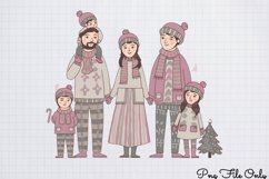 Cute Pink Christmas Watercolor Clipart PNG Product Image 1