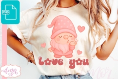 Love you PNG sublimation, Valentine's day sublimation gnome Product Image 3