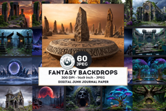 Epic Fantasy Landscape Backdrops for RPGs and Junk Journals Product Image 1