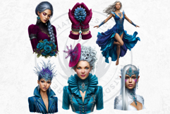 Fantasy Boreal Winter Girls Warrior &amp; Ice Queen Clipart Product Image 12