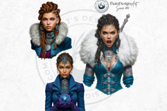 Fantasy Boreal Winter Girls Warrior &amp; Ice Queen Clipart Product Image 13
