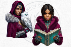 Fantasy Boreal Winter Girls Warrior &amp; Ice Queen Clipart Product Image 15