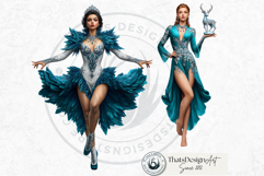 Fantasy Boreal Winter Girls Warrior &amp; Ice Queen Clipart Product Image 17