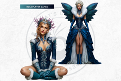 Fantasy Boreal Winter Girls Warrior &amp; Ice Queen Clipart Product Image 6