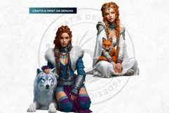 Fantasy Boreal Winter Girls Warrior &amp; Ice Queen Clipart Product Image 7