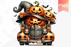 Halloween Truck With Pumpkins Sublimation Clipart PNG Design Product Image 1