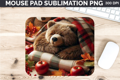 Watercolor Bear Mouse Pad Sublimation - Thanksgiving PNG Product Image 1
