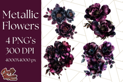 Gothic Floral PNG, Dark Aesthetic Flowers Clipart Print Product Image 1
