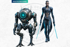 Galactic Vanguard Sci-Fi Character Clipart Set, Fantasy PNG Product Image 12