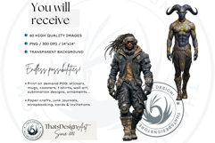 Galactic Vanguard Sci-Fi Character Clipart Set, Fantasy PNG Product Image 2