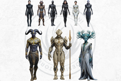 Galactic Vanguard Sci-Fi Character Clipart Set, Fantasy PNG Product Image 5