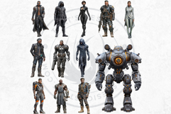 Galactic Vanguard Sci-Fi Character Clipart Set, Fantasy PNG Product Image 8