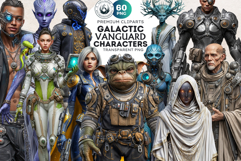 Galactic Vanguard Sci-Fi Character Clipart Set, Fantasy PNG Product Image 1