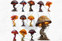 Glowing Fantasy Mushrooms PNG, Magic Mushroom Clipart Product Image 4