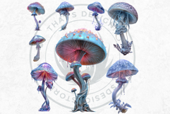 Glowing Fantasy Mushrooms PNG, Magic Mushroom Clipart Product Image 6