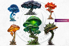 Glowing Fantasy Mushrooms PNG, Magic Mushroom Clipart Product Image 9