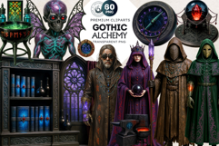 Gothic Alchemy PNG clipart set - witchcraft graphics , mage Product Image 1