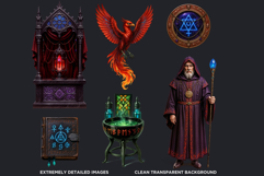 Gothic Alchemy PNG clipart set - witchcraft graphics , mage Product Image 3