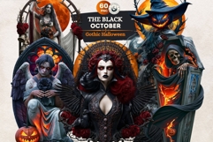 The Black October Gothic Halloween Clipart, Horror character Product Image 1