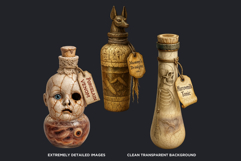 Halloween Hag&#039;s Potions PNG Cliparts spooky gothic bottle Product Image 3