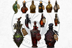 Halloween Hag&#039;s Potions PNG Cliparts spooky gothic bottle Product Image 4