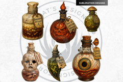 Halloween Hag&#039;s Potions PNG Cliparts spooky gothic bottle Product Image 5