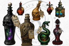 Halloween Hag&#039;s Potions PNG Cliparts spooky gothic bottle Product Image 6