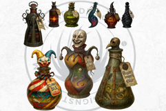 Halloween Hag&#039;s Potions PNG Cliparts spooky gothic bottle Product Image 8