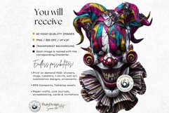 Horrific Evil Clown Clipart - Creepy Circus PNG Graphics Product Image 2