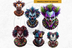 Horrific Evil Clown Clipart - Creepy Circus PNG Graphics Product Image 9