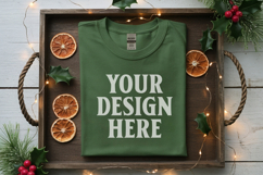 Gildan 5000 Irish Green Folded Christmas Mockup, G5000 mock Product Image 1