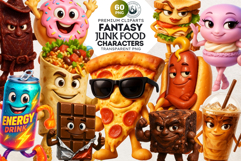 Fantasy Junk Food Characters RPG Clipart PNG Graphics Product Image 1