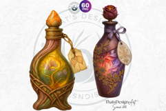 Magical Potion Bottles PNG, Fantasy Witchcraft Clipart Product Image 10