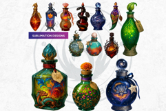 Magical Potion Bottles PNG, Fantasy Witchcraft Clipart Product Image 4