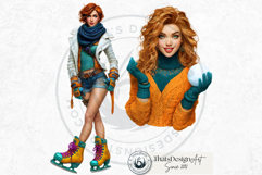 Modern Winter Girls Fashion Illustrations PNG Graphics Product Image 10