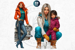 Modern Winter Girls Fashion Illustrations PNG Graphics Product Image 11