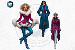 Modern Winter Girls Fashion Illustrations PNG Graphics Product Image 12