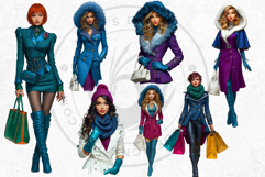 Modern Winter Girls Fashion Illustrations PNG Graphics Product Image 14