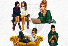 Modern Winter Girls Fashion Illustrations PNG Graphics Product Image 15